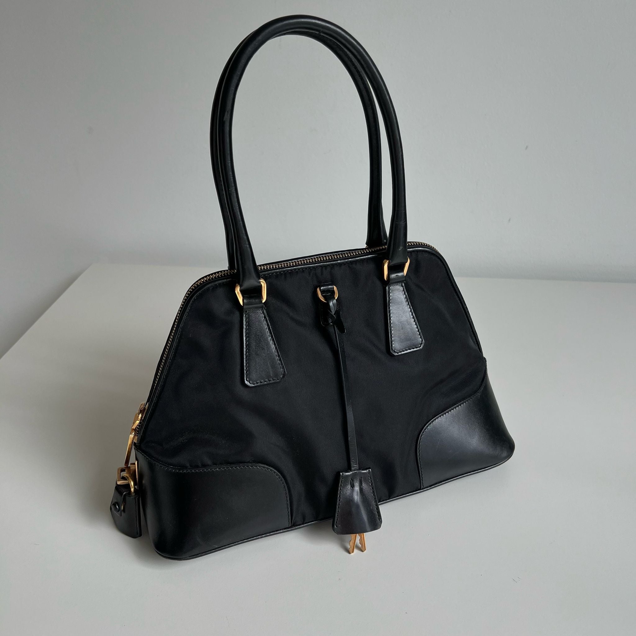 Prada Stivaletto color Ebano in pelle e Re-Nylon | TheDoubleF